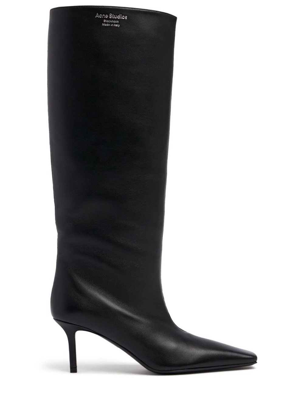 Acne Black Leather Over-The-Knee Pointed-Toe Boot